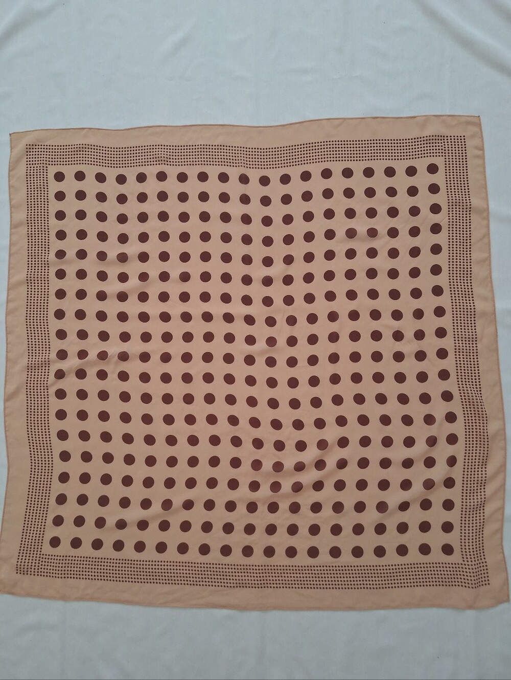 Women’s Polka Dot Square Scarf in Beige and Brown